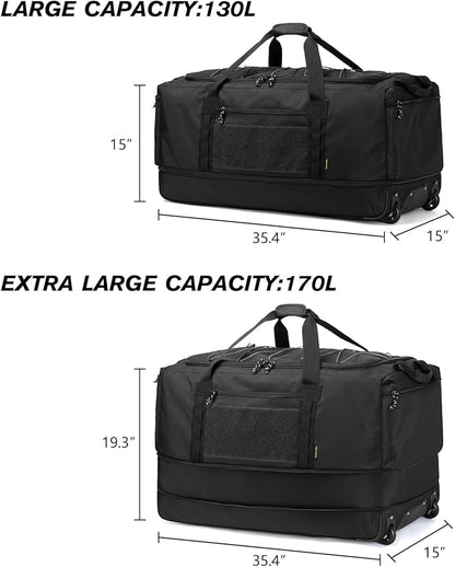 Laripwit Collapsible Duffle Bag with Wheels 130-170L Extra Large Expandable Travel Duffel Bag for