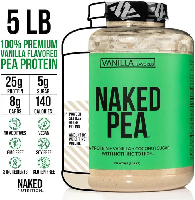 NAKED Pea - Vanilla Pea Protein - Pea Protein Isolate from North American Farms - 5lb Bulk, Plant
