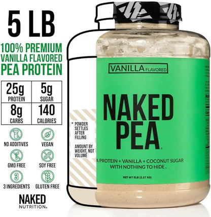 NAKED Pea - Vanilla Pea Protein - Pea Protein Isolate from North American Farms - 5lb Bulk, Plant