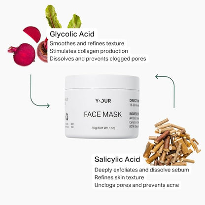 Y?™OUR Purifying Detox Face Mask: Blackhead, Whitehead & Pore Remover; Anti-Acne & Pimple Care;