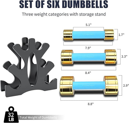 TECHNOAGE Round Dumbbell Sets with Steel Handle, Odorless Neoprene rubber Handle Cover