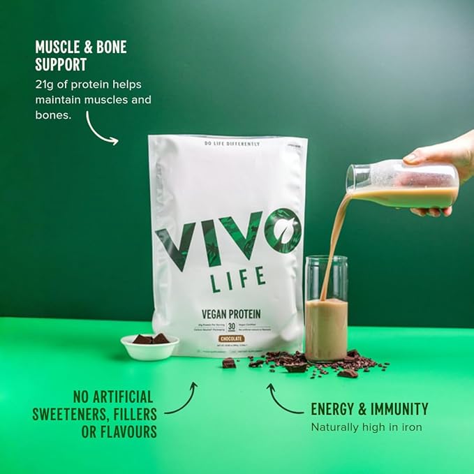 Vivo Vegan Protein Powder - 0.7 oz of Plant-Based Protein per Scoop, 30 Servings (31.7 oz)