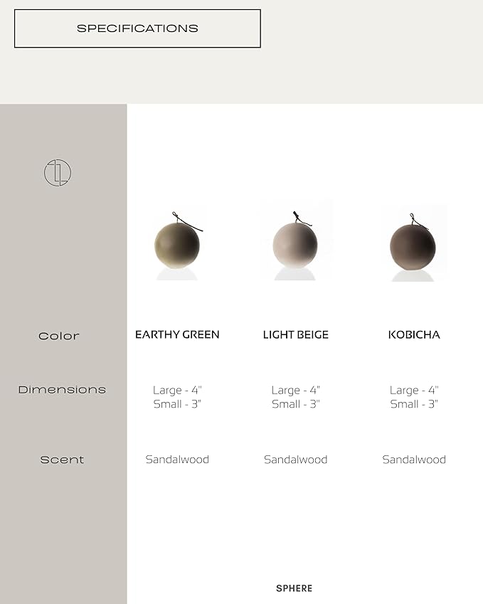 LAWA Sphere Candle - Beautiful Handmade Pillar Scented Soy Wax Elegant Aesthetic Candle