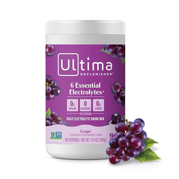 Ultima Replenisher Daily Electrolyte Powder Drink Mix – Sugar Free – Grape, 90 Servings – Hydration