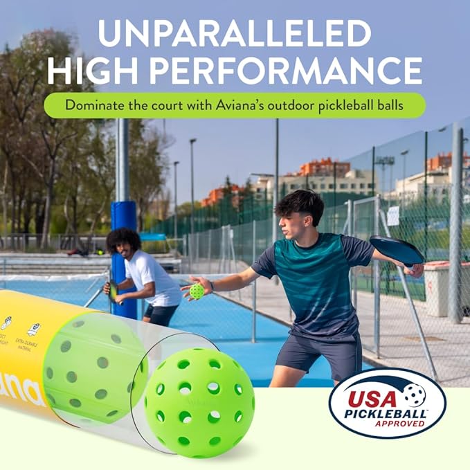 Aviana Outdoor Pickleball Balls - USAPA Approved for Tournament Play | Durable 40-Hole Design |