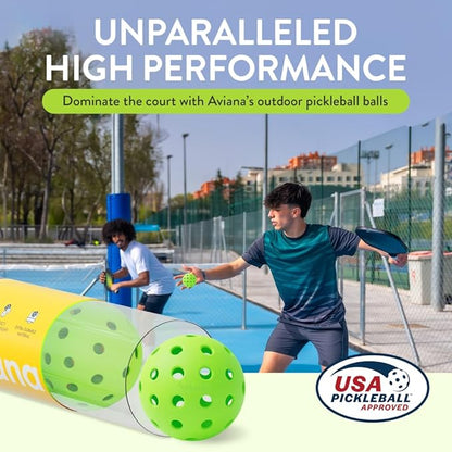 Aviana Outdoor Pickleball Balls - USAPA Approved for Tournament Play | Durable 40-Hole Design |
