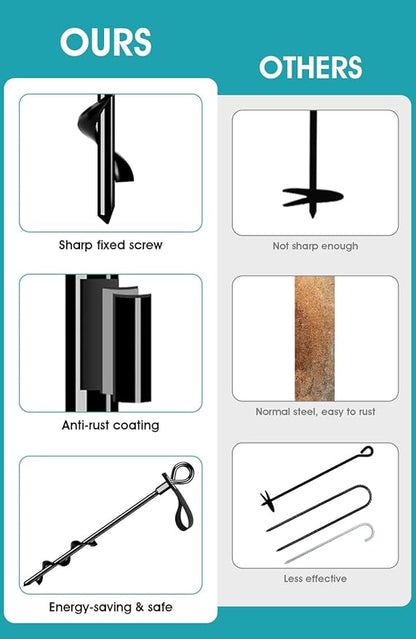 Trampoline Anchors Set of 4 - Heavy Duty Trampoline Stakes - Ground Anchors Resistant High Wind