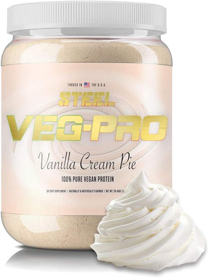 Steel Supplements Veg-PRO | Vegan Protein Powder, Vanilla Cream Pie | 25 Servings (1.65lbs) | BCAA
