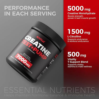 AiVital™ Creatine Powder for Men–5000mg Creatine Monohydrate with 1500mg L-Citrulline & 500mg