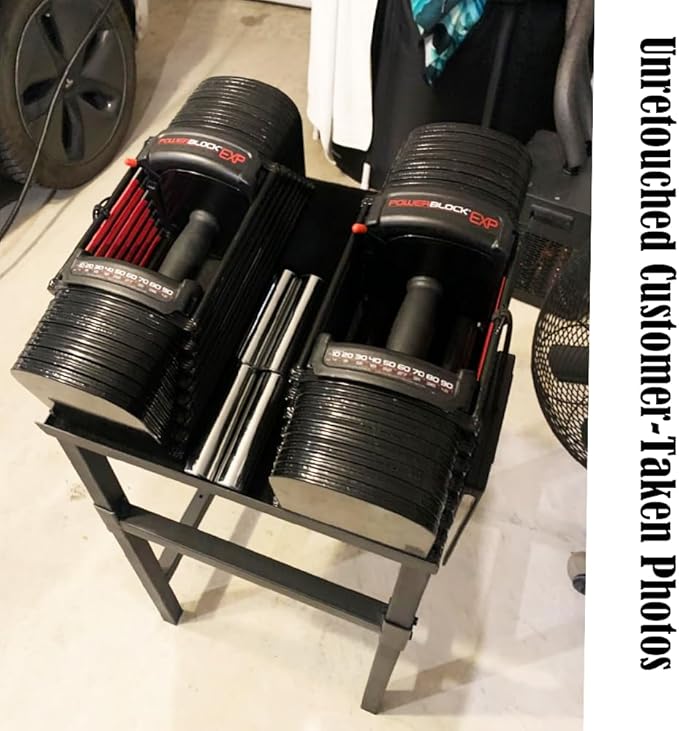 Black Heavy Duty Adjustable Dumbbell Stand - Home Gym Storage Rack with Non-Slip Base, Anti-Tip