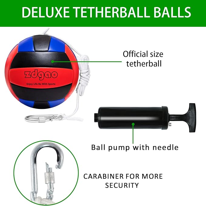 Soft Tether Ball- Replacement Tether Ball Come with Rope and Pump Set | Outdoors Game for Family