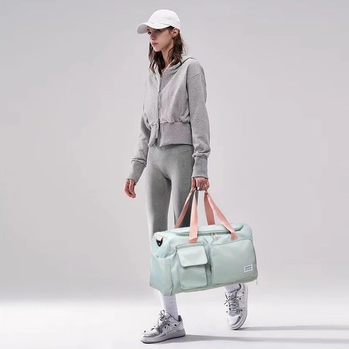 Small Gym Bag for Women, Travel Duffle Bag Carry On Weekender Bag with Shoe Compartment, 05#green