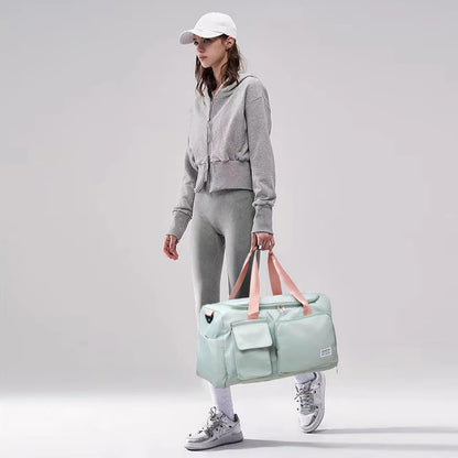 Small Gym Bag for Women, Travel Duffle Bag Carry On Weekender Bag with Shoe Compartment, 05#green
