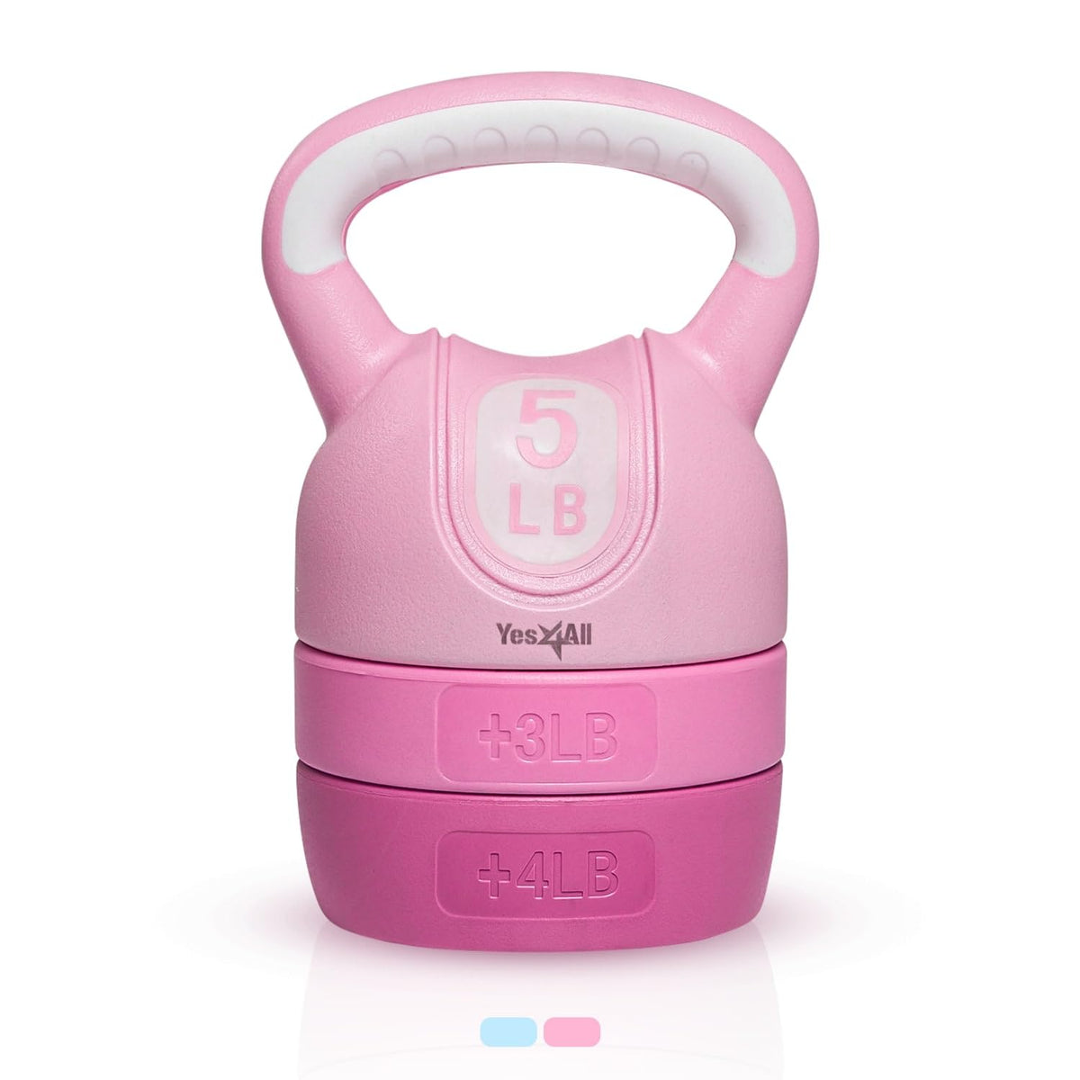 Yes4All Adjustable Kettlebell for Women – Pink Home Gym Set, 5lb–12lb Adjustable Weight, Compact