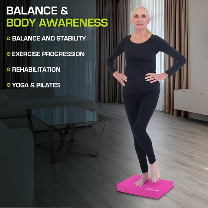 ProsourceFit Exercise Balance Pad – Non-Slip Cushioned Foam Mat & Knee Pad for Fitness and