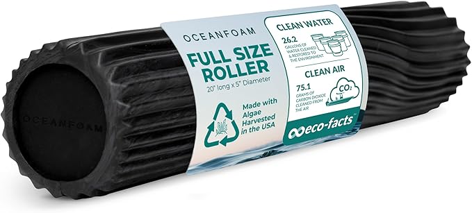 Oceanfoam Tidal Roller - Black & Charcoal Marbled - Muscle Massage Foam Roller for Back Pain &