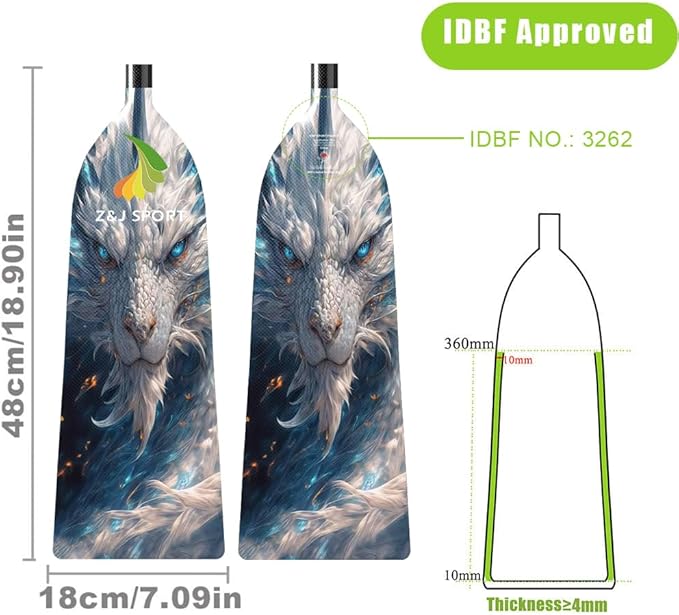 Z&J SPORT Adjustable Dragon Boat Paddle, IDBF Approved Carbon Fiber Paddle, Dragon Graphic Paddle