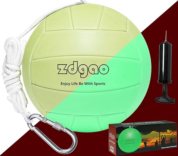 Portable Tetherball-Glow in The Dark Replacement Tether Ball with Carabiner, Ball Pump with Needle