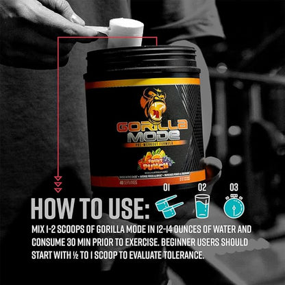 Gorilla Mind Pre Workout - Massive Pumps Laser Focus Energy Power - L-Citrulline, Creatine