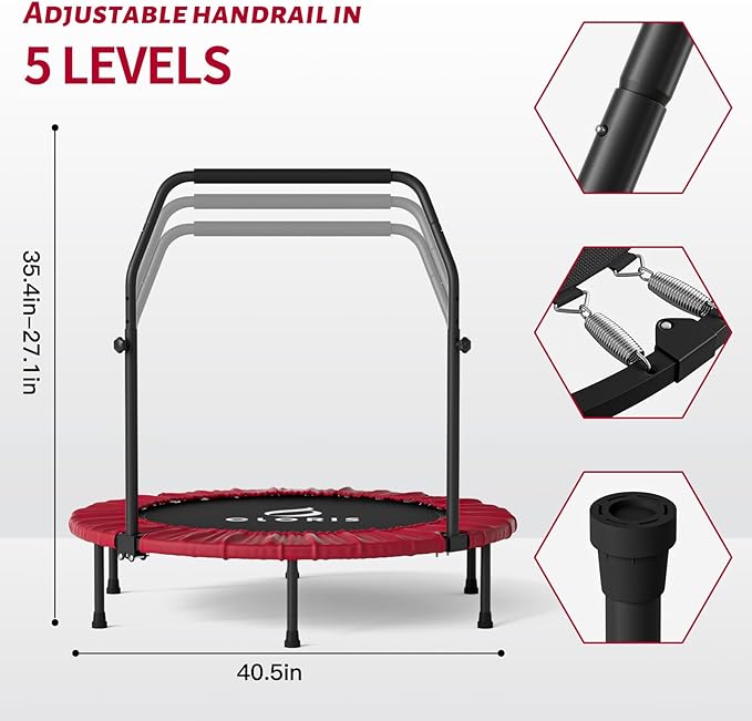 CLORIS 40in Folding Trampoline Mini Trampoline Rebounder Trampoline for Adults Fitness Trampoline