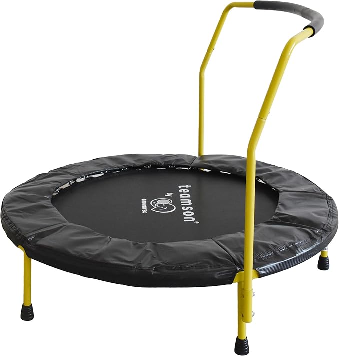 Teamson by Crowntec 36'' Round UV Resistant Steel Mini Trampoline with Handle and Safety Pad for