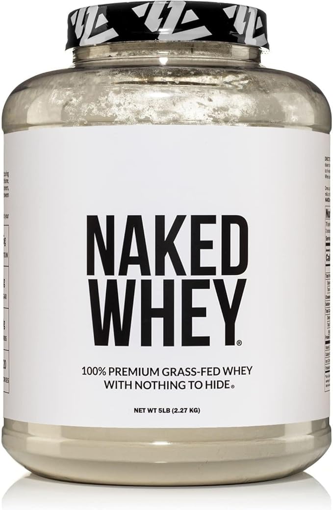 NAKED WHEY 5LB 100% Grass Fed Unflavored Whey Protein Powder - Only 1 Ingredient, Undenatured - No