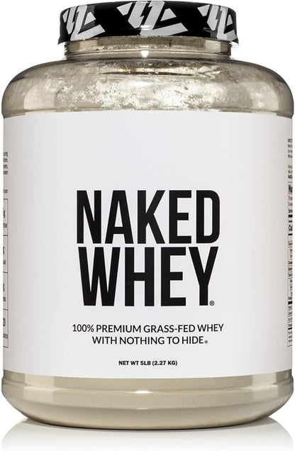 NAKED WHEY 5LB 100% Grass Fed Unflavored Whey Protein Powder - Only 1 Ingredient, Undenatured - No