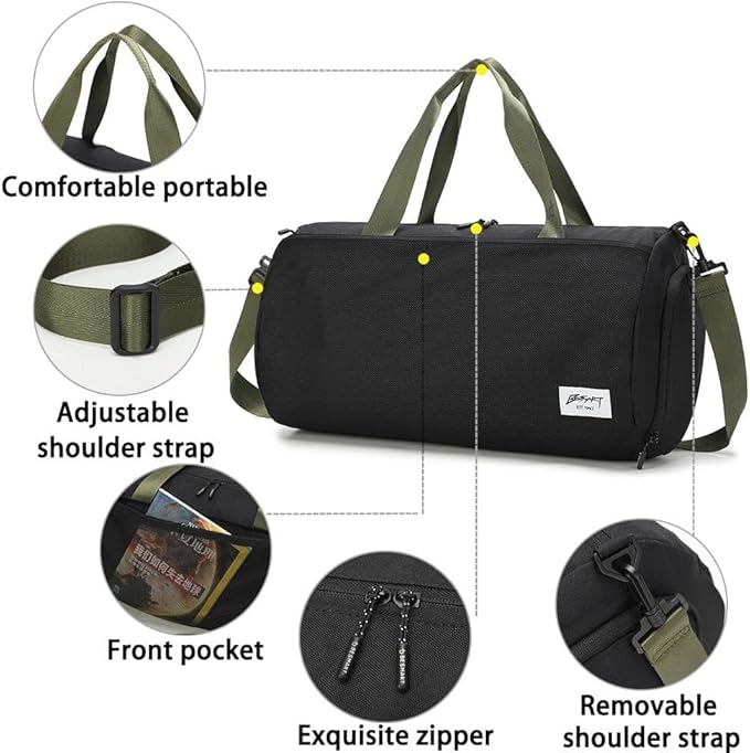 BE SMART Waterproof Mens Gym Bag with Shoe Compartment, Duffle Bag with Wet Pocket for Men