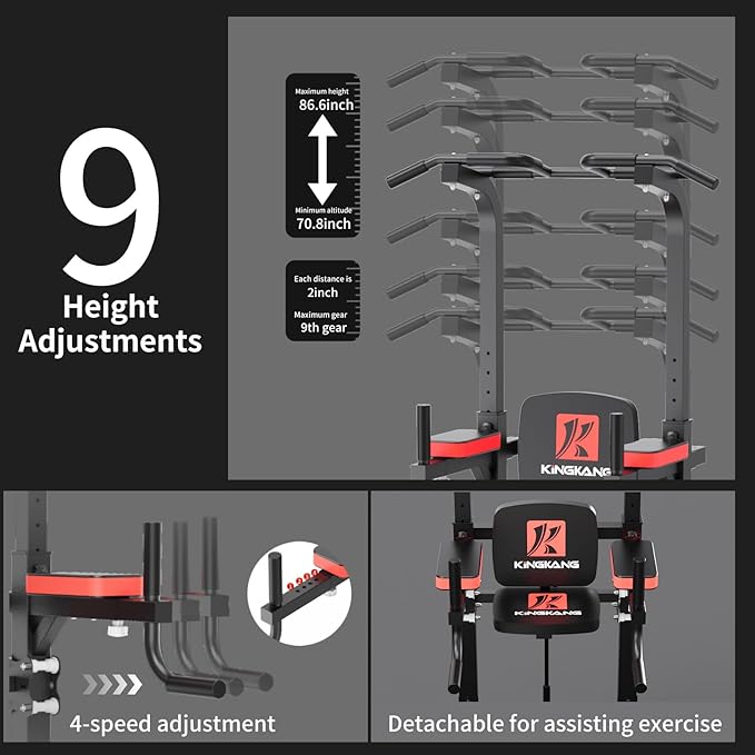 K KiNGKANG Power Tower Dip Station, Multi-Function Assistive Trainer Pull Up for Home Gym Muscle