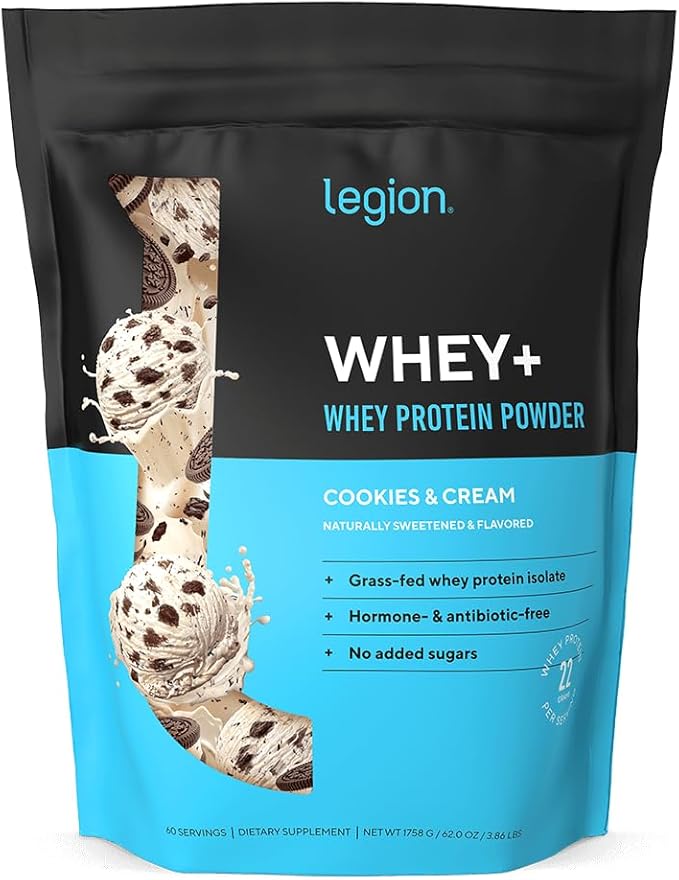 LEGION Whey+ Protein Whey Isolate from Grass Fed Cows - Whey Protein Isolate Powder Low Calorie
