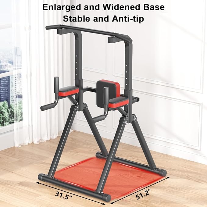 Foldable Power Tower, Adjustable Multifunction Pull Up Bar Tower Station, Pullup Dip Station Rack