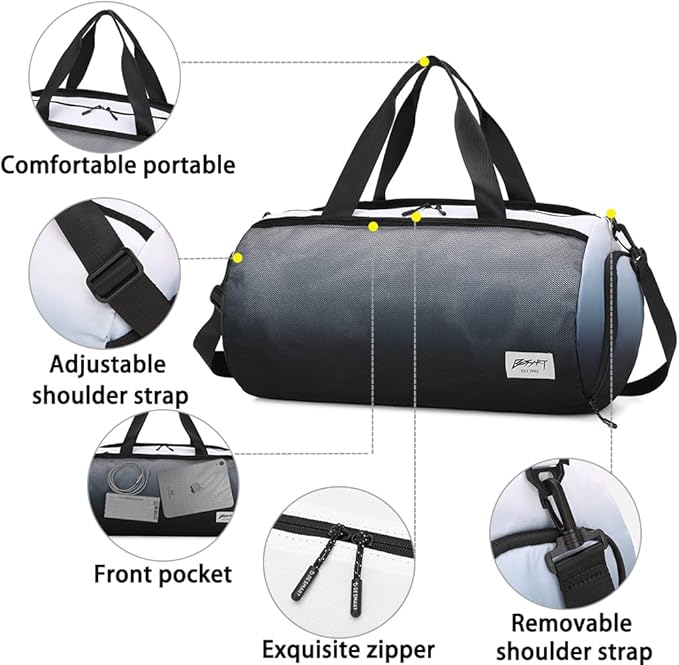 BE SMART Waterproof Mens Gym Bag with Shoe Compartment, Duffle Bags with Wet Pocket for Men