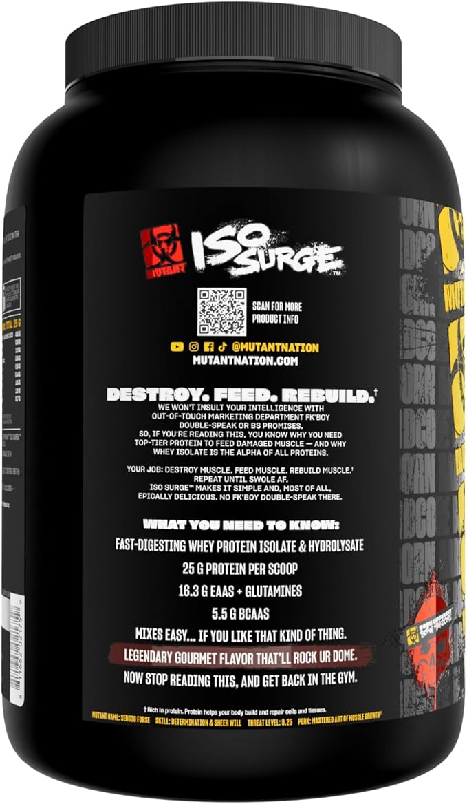 Mutant ISO Surge Whey Protein Powder Acts Fast to Help Recover, Build Muscle, Bulk and Strength