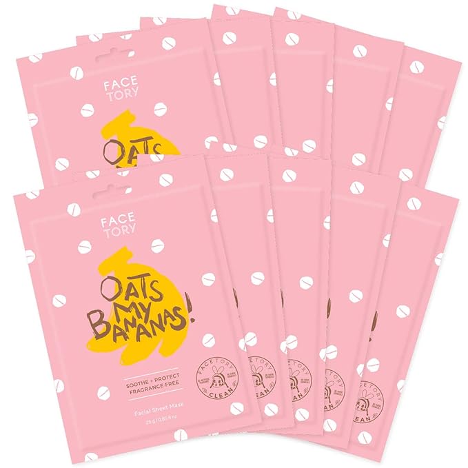 FACETORY K Beauty Face Mask Skin Care - OATS MY BANANAS CALMING Sheet Mask with Oat Extract | Milky