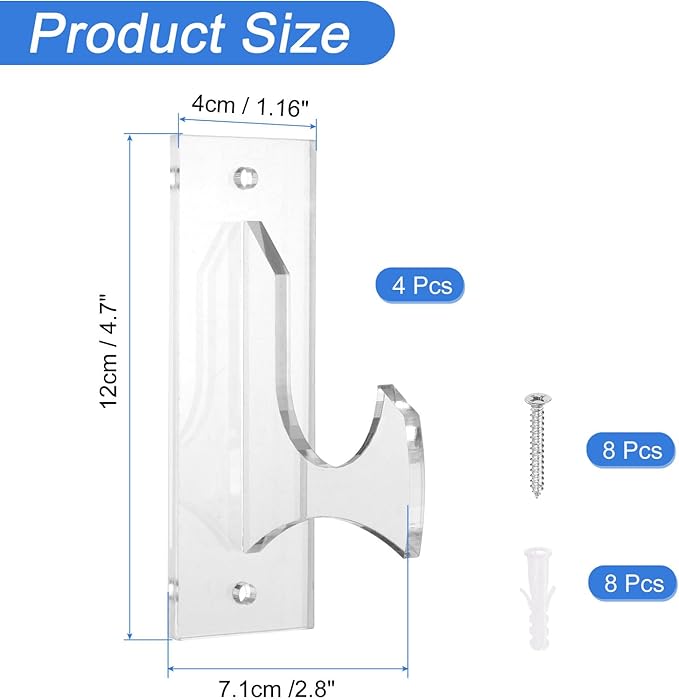 uxcell 4 Pcs Sword Holder Wall Mount Sword Racks Acrylic Wall Sword Display Hanger with Mounting