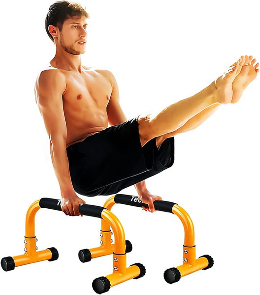 Push Up Bar, Parallettes Bars For L-sit & Dip, Heavy-Duty No Wobbling Parallel Bars Stand For