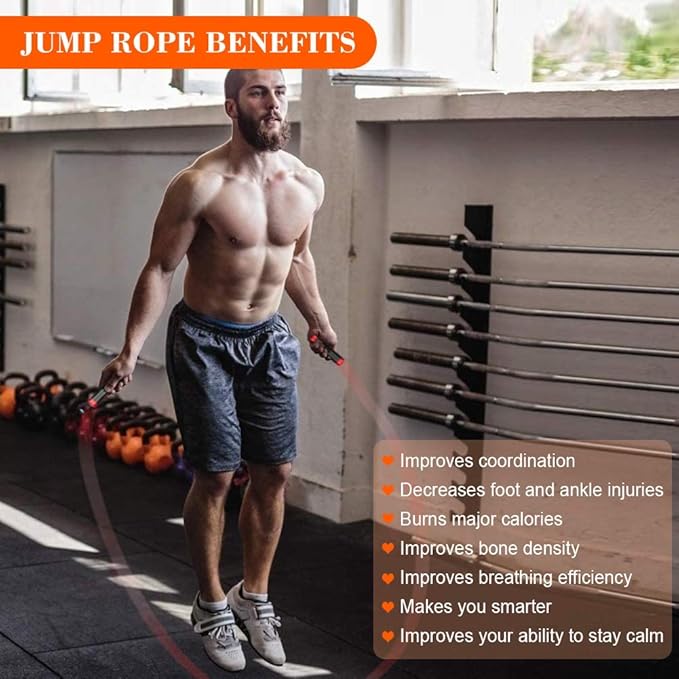 Redify Weighted Jump Rope for Workout Fitness(1LB), Tangle-Free Ball Bearing Rapid Speed Skipping
