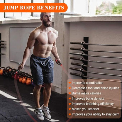 Redify Weighted Jump Rope for Workout Fitness(1LB), Tangle-Free Ball Bearing Rapid Speed Skipping