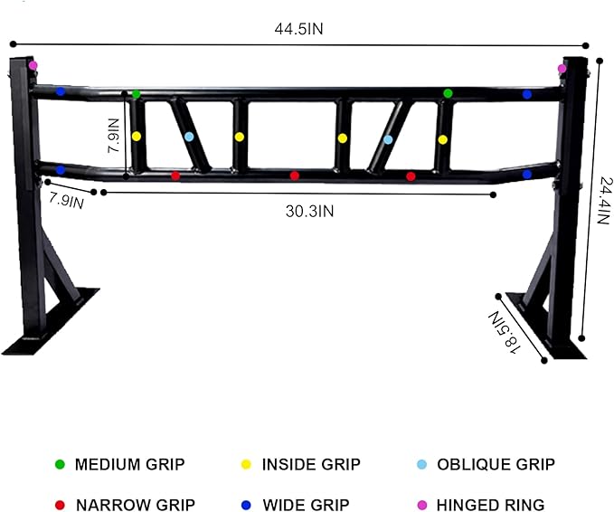 BDL Wall Mounted Pull Up Bar Chin Up bar Multifunctional Dip Station for Indoor Home Gym Workout