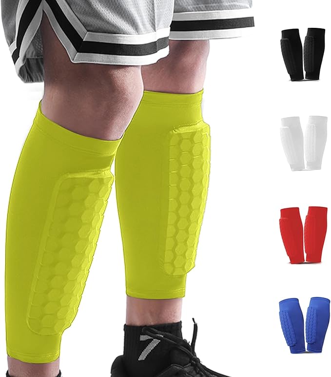 Soccer Shin Guards Shin Pads for Kids Youth Adult, Calf Compression Sleeve with Honeycomb Pads