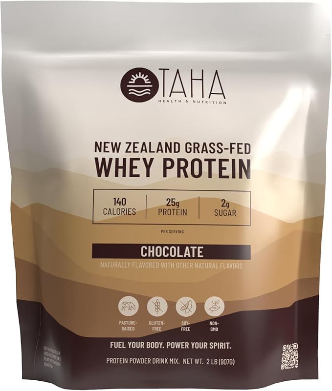 Taha Health & Nutrition Chocolate Flavored Whey Protein Concentrate Powder, 25g Protein, 140