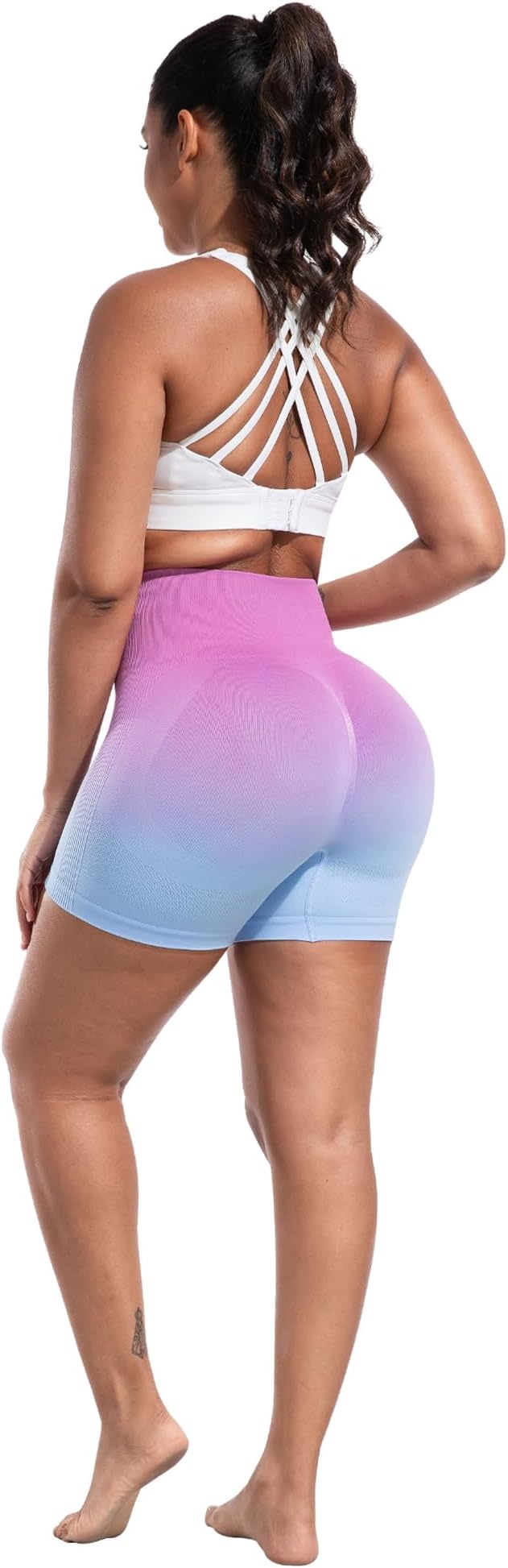 CHRLEISURE Women's 4 Packs Workout Gym Shorts, High Waisted Butt Lifting Scrunch Butt Seamless