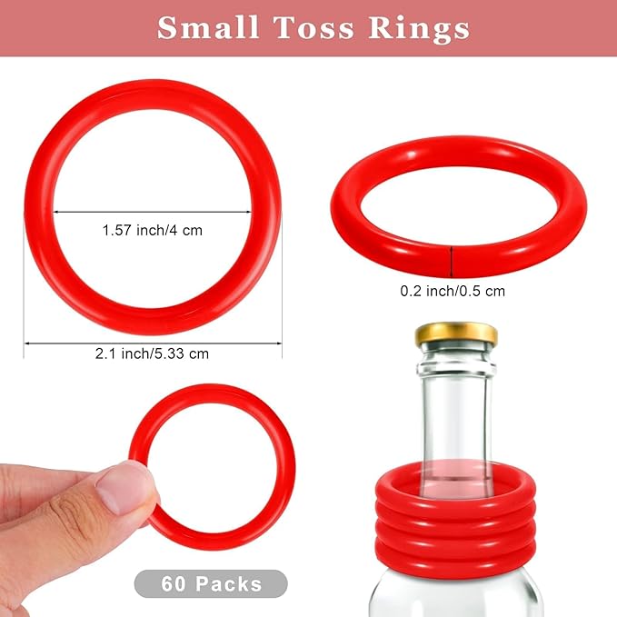 Aodaer 60 Pack Ring Toss Rings Plastic Carnival Rings 2.1 Inch for Carnival Party Favors Bottles