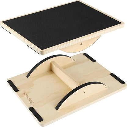 Professional Wooden Balance Board for Adults-Anti-Slip 350LBS Wobble Board for Physical Therapy