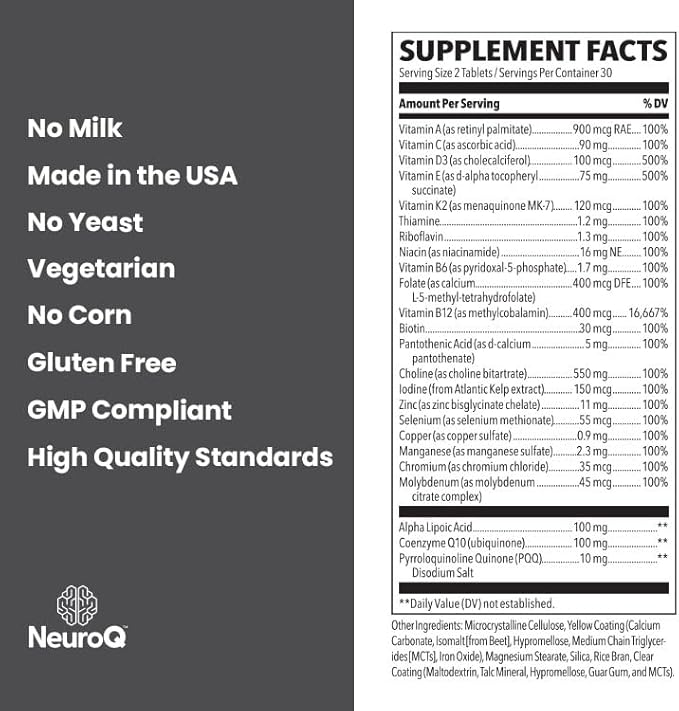 LifeSeasons NeuroQ Daily Essentials Multivitamin - Fortified Mental Performance & Overall Wellness