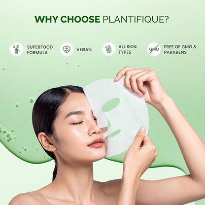 PLANTIFIQUE Superfood Facial Sheet Mask Variety Box 10 Pack ??2x Coconut, Aloe, Vitamin C, Centella