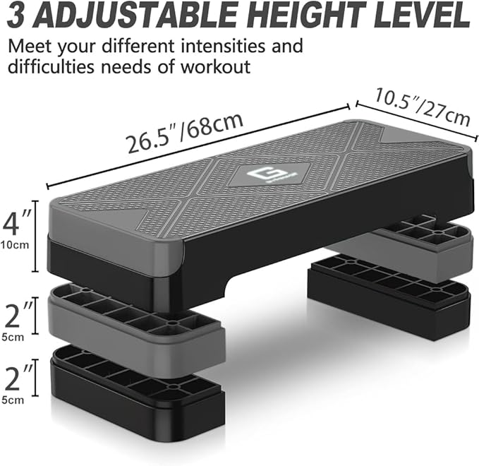 Aerobic Exercise Step, Adjustable Aerobic Stepper for Exercise, Workout Step Platform for Step Up