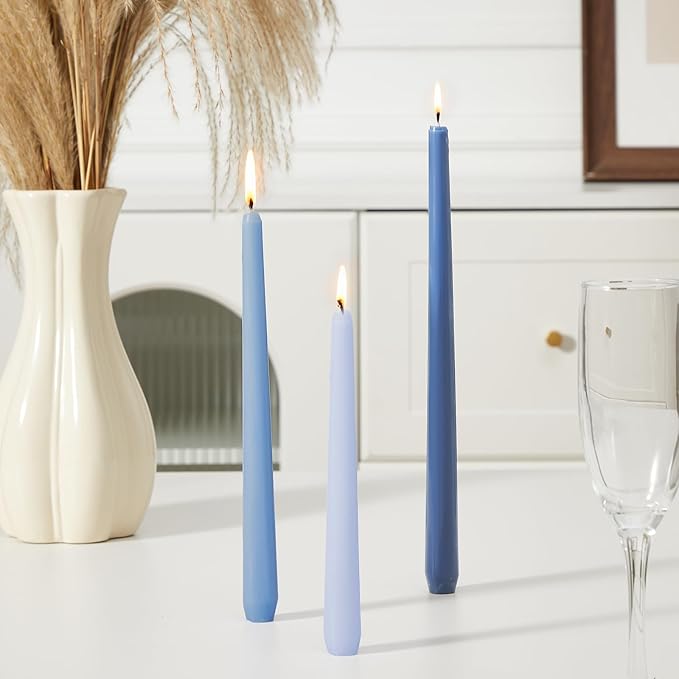 MTLEE Taper Candles 8/10/12 Multi Height Unscented Taper Candles 8 Burn Hours for Dinner Decorative