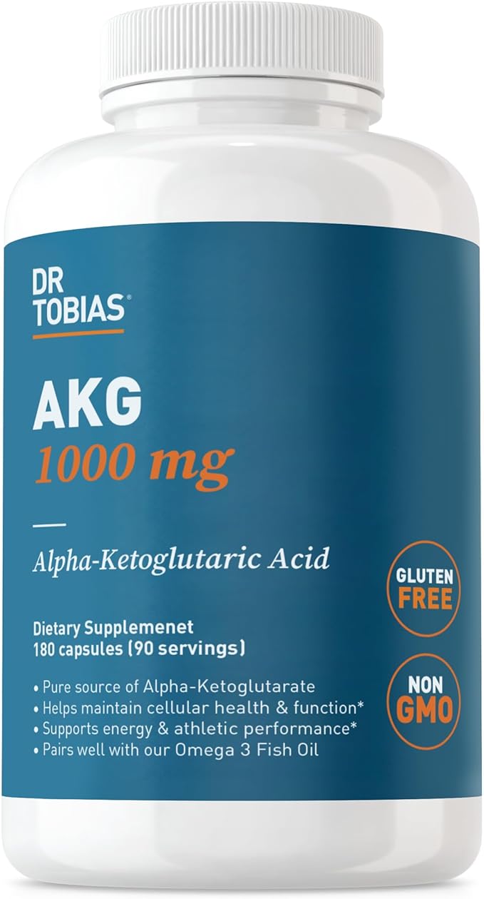Dr. Tobias AKG Supplement 1000mg Per Serving, Bioavailable Alpha Ketoglutaric Acid, Supports
