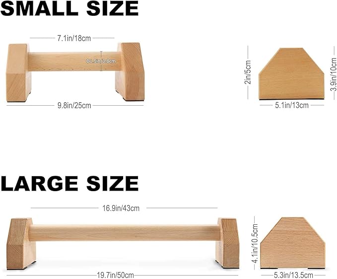 Pushup Stands - Wooden Push Up Bars Gym Gear Equipment with Anti-Slid Mat Workout Solid Exercise
